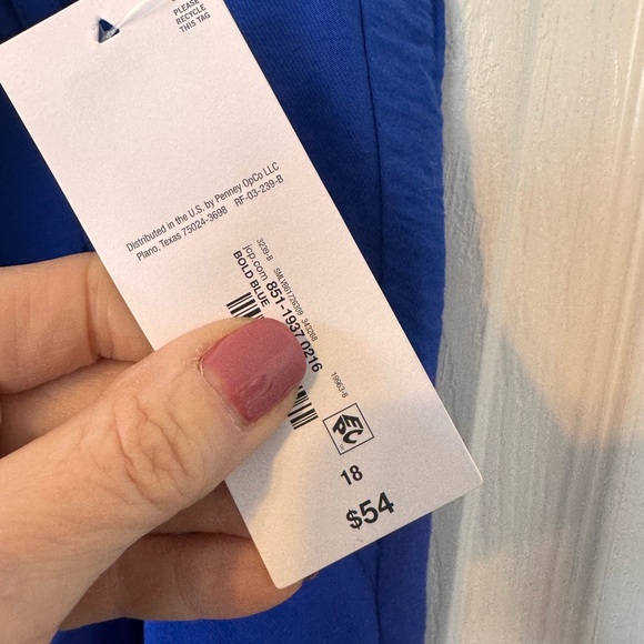 Liz Claiborne Royal Blue Wide Leg Pants, Plus Size 18 Zipper Elastic Waist NWTS - Picture 5 of 12